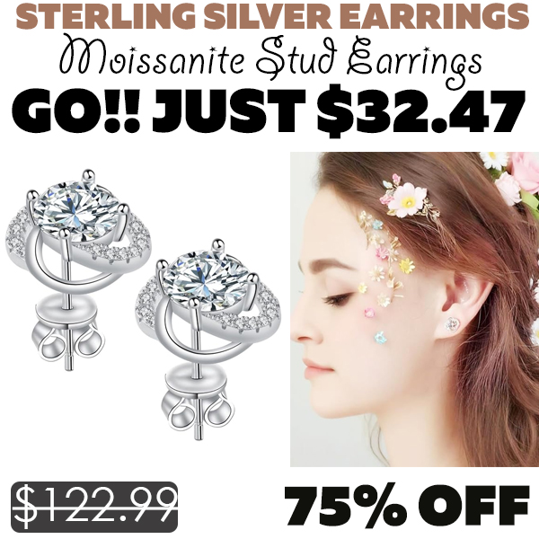 Moissanite Stud Earrings Only $32.47 (Regularly $122.99)