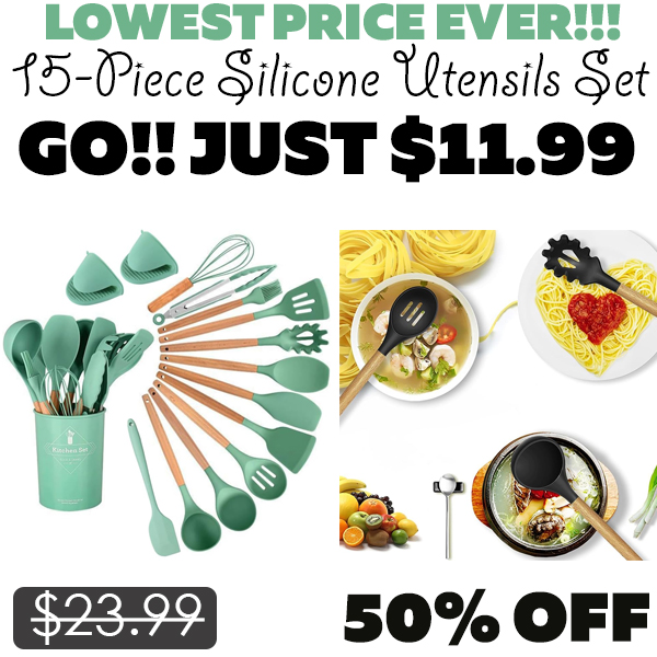 15-Piece Silicone Utensils Set Only $11.99 (Regularly $23.99)