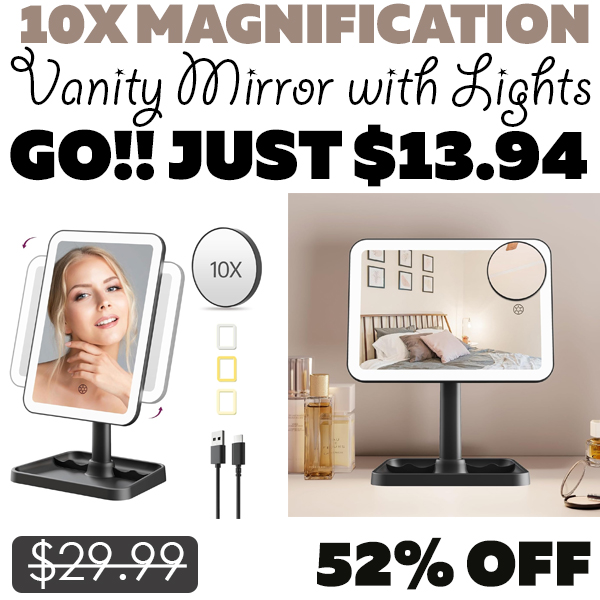 Vanity Mirror with Lights Only $13.94 (Regularly $29.99)