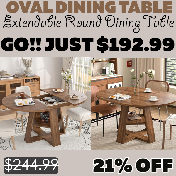 Extendable Round Dining Table Only $192.99 (Regularly $244.99)