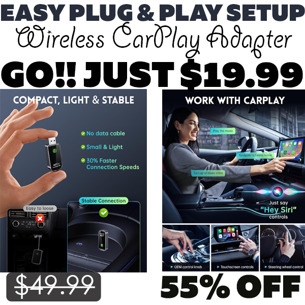 Wireless CarPlay Adapter Only $19.99 (Regularly $49.99)