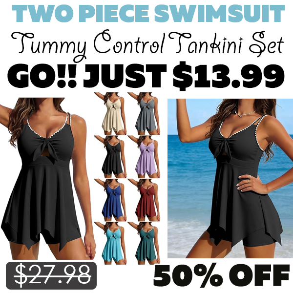 Tummy Control Tankini Set Only $13.99 (Regularly $27.98)