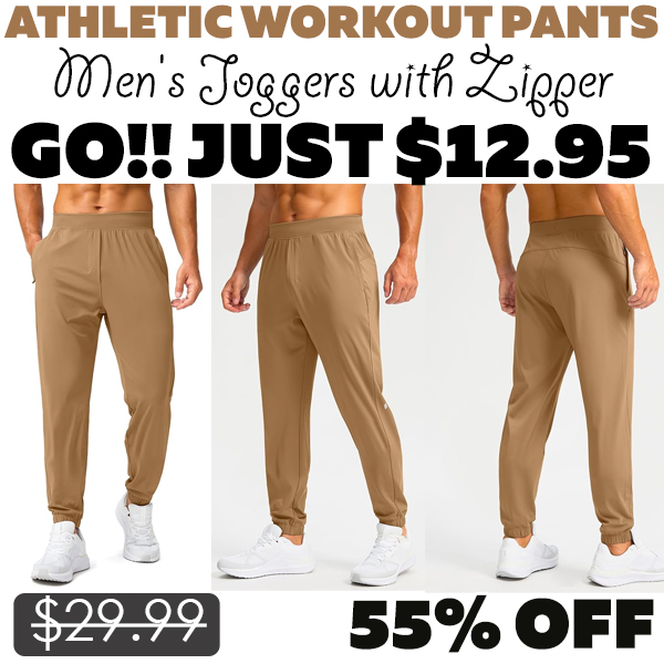 Men's Joggers with Zipper Only $12.95 (Regularly $29.99)