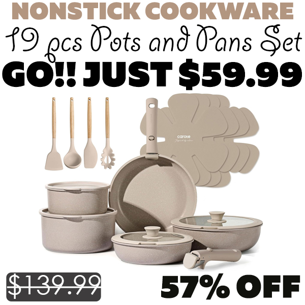 19 pcs Pots and Pans Set Only $59.99 (Regularly $139.99)