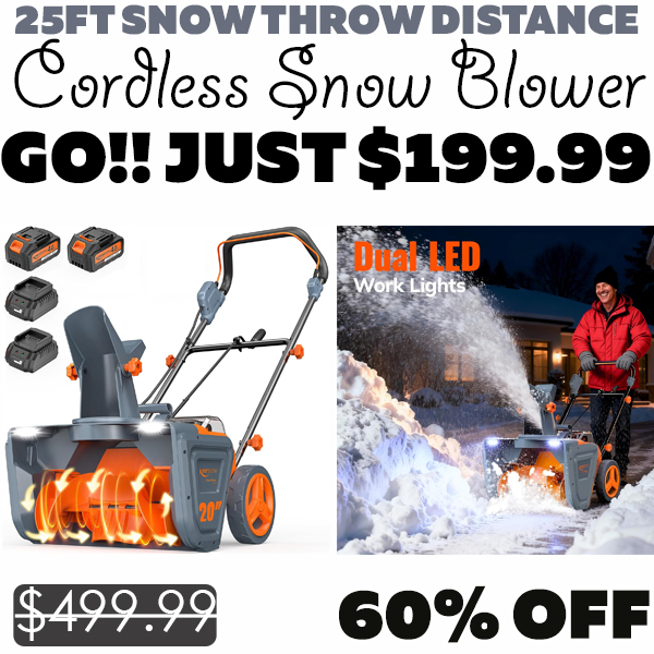 Cordless Snow Blower Only $199.99 (Regularly $499.99)