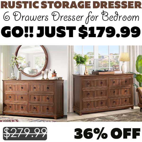 6 Drawers Dresser for Bedroom Only $179.99 (Regularly $279.99)