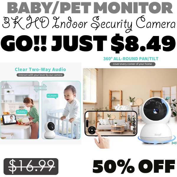 3K HD Indoor Security Camera Only $8.49 (Regularly $15.29)