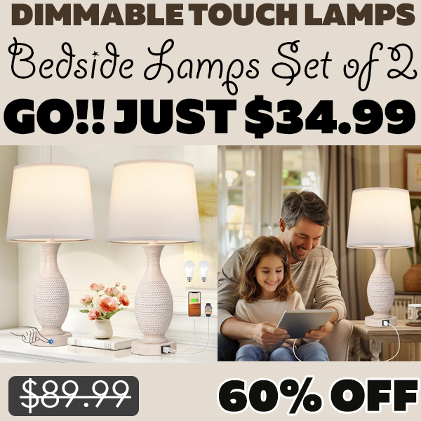 Bedside Lamps Set of 2 Only $34.99 (Regularly $89.99)