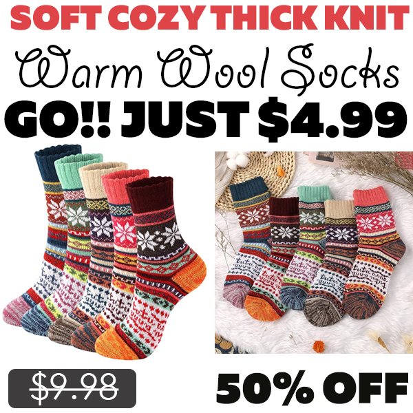 Warm Wool Socks Only $4.99 (Regularly $9.98)