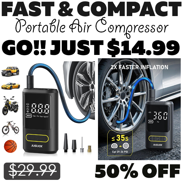 Portable Air Compressor Only $14.99 (Regularly $29.99)