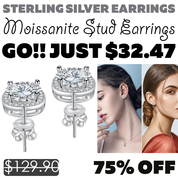 Moissanite Stud Earrings Only $32.47 (Regularly $129.90)