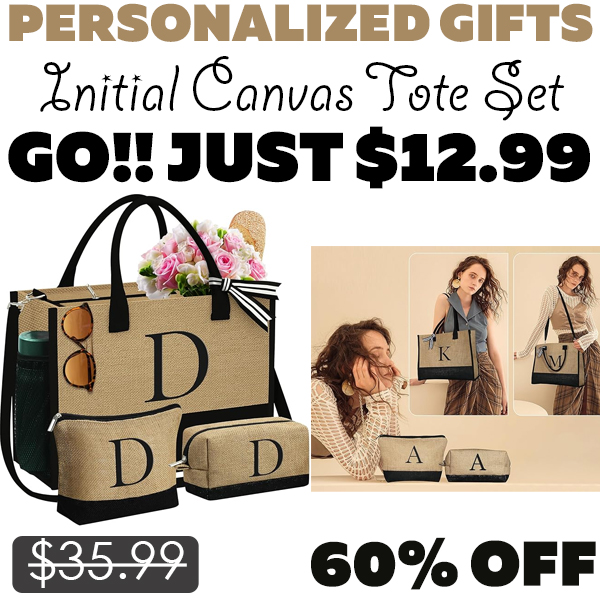 Initial Canvas Tote Set Only $12.99 (Regularly $35.99)
