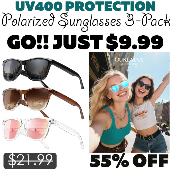 Polarized Sunglasses 3-Pack Only $9.99 (Regularly $21.99)