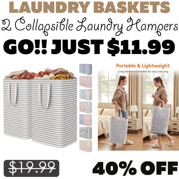 2 Collapsible Laundry Hampers Only $11.99 (Regularly $19.99)