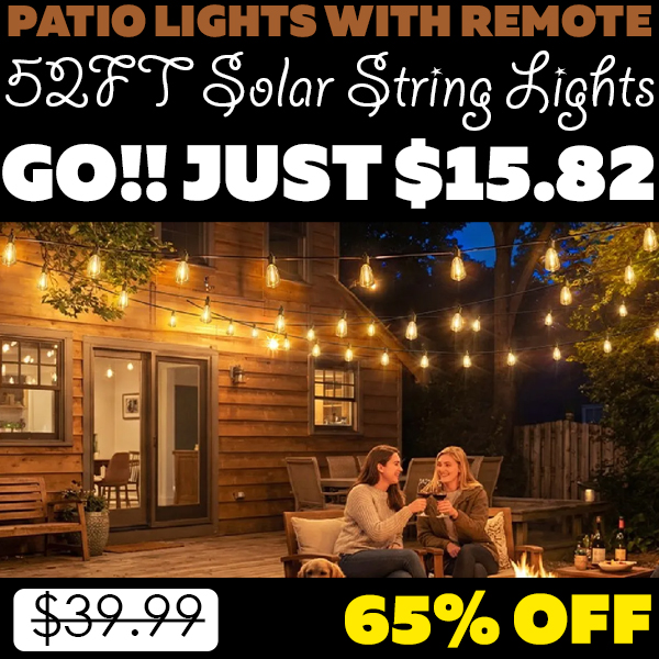 52FT Solar String Lights Only $15.82 (Regularly $39.99)