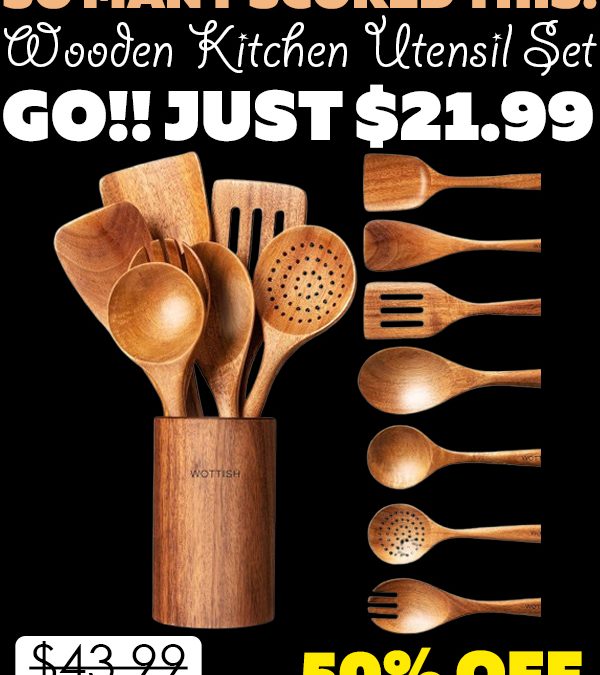 Wooden Kitchen Utensil Set Only $21.99 (Regularly $43.99)