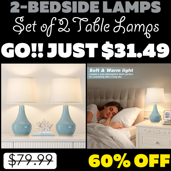 Set of 2 Table Lamps Only $31.49 (Regularly $79.99)