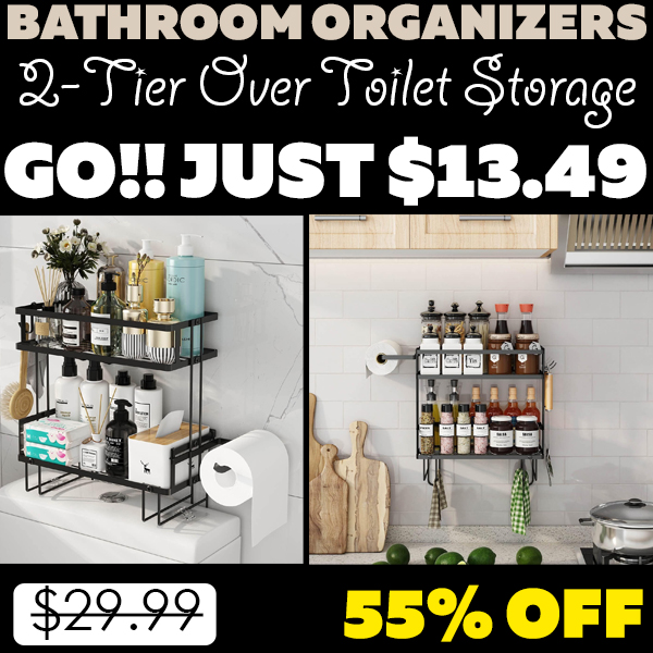 2-Tier Over Toilet Storage Only $13.49 (Regularly $29.99)