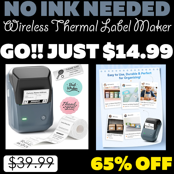 Wireless Thermal Label Maker Only $14.99 (Regularly $39.99)