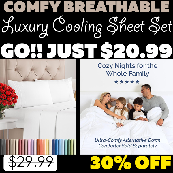 Luxury Cooling Sheet Set Only $20.99 (Regularly $29.99)