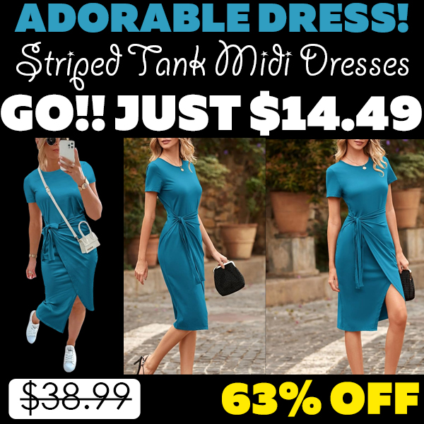 Striped Tank Midi Dresses Only $14.49 (Regularly $38.99)