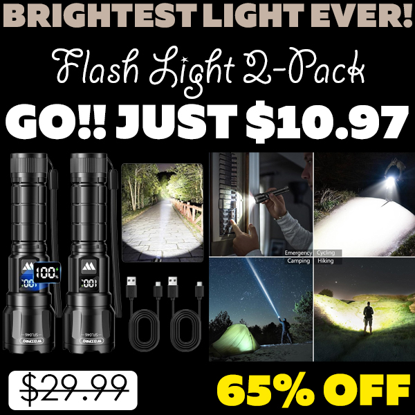 Flash Light 2-Pack Only $10.97 (Regularly $29.99)