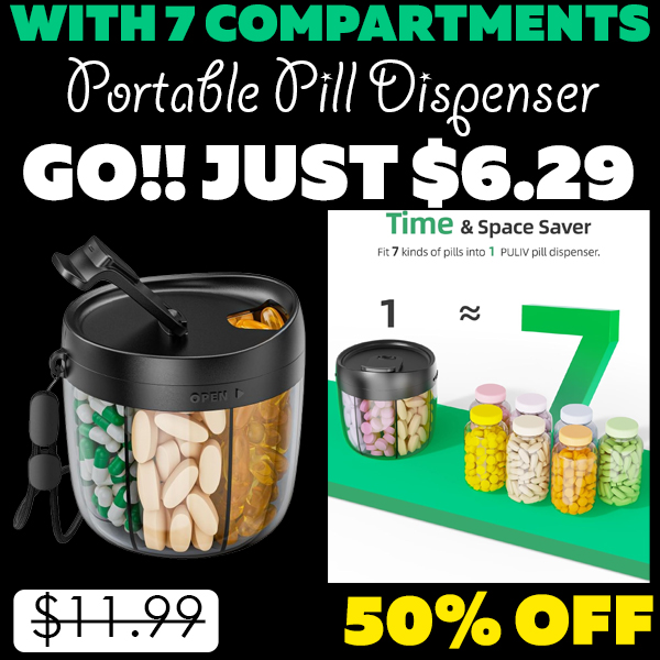 Portable Pill Dispenser Only $6.29 (Regularly $11.99)