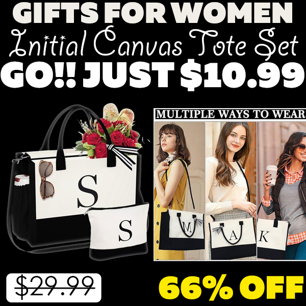 Initial Canvas Tote Set Only $10.99 (Regularly $29.99)