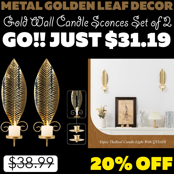 Gold Wall Candle Sconces Set of 2 Only $31.19 (Regularly $38.99)