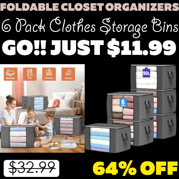 6 Pack Clothes Storage Bins Only $11.99 (Regularly $32.99)