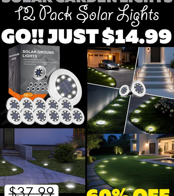 12 Pack Solar Lights Only $14.99 (Regularly $37.99)