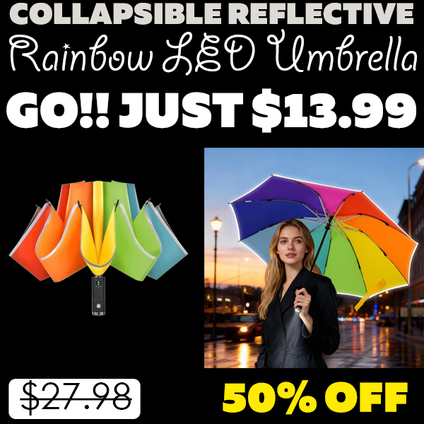 Rainbow LED Umbrella Only $13.99 (Regularly $27.98)
