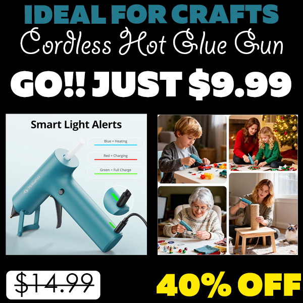Cordless Hot Glue Gun Only $9.99 (Regularly $14.99)
