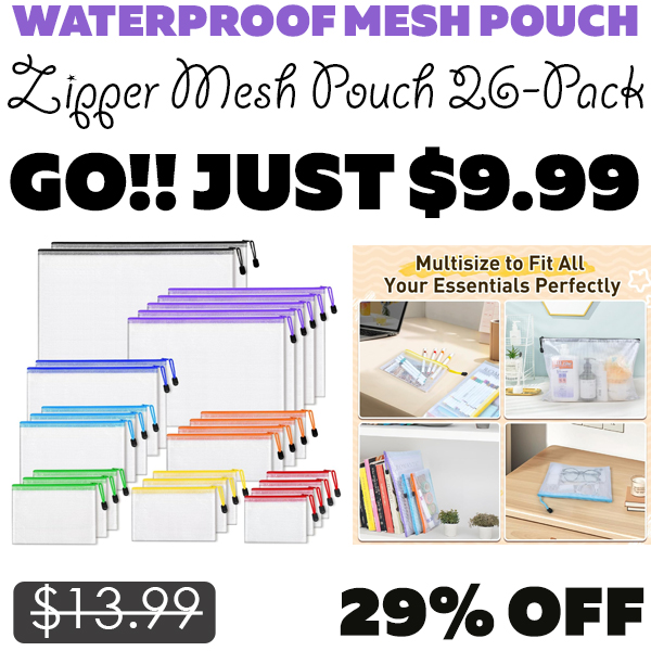 Zipper Mesh Pouch 26-Pack Only $9.99 (Regularly $13.99)