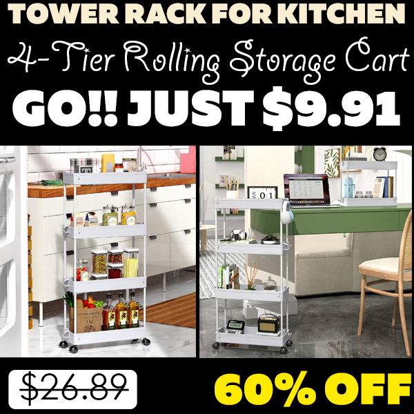 4-Tier Rolling Storage Cart Only $9.91 (Regularly $26.89)