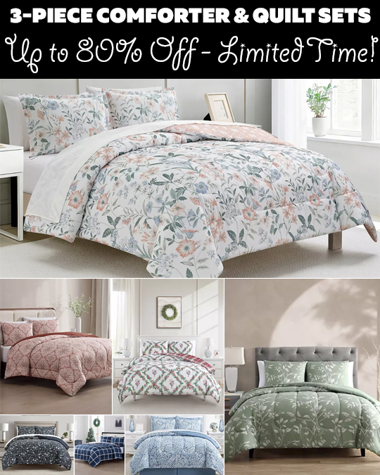 Up to 80% Off Macy’s 3-Piece Comforter & Quilt Sets