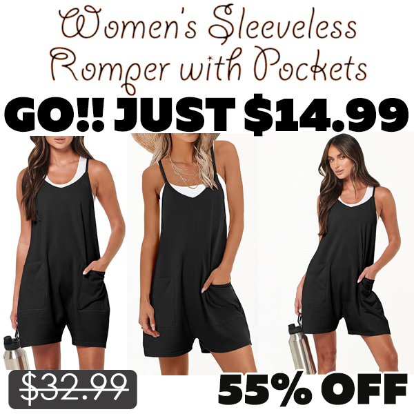 Women’s Sleeveless Romper with Pockets Only $14.99 (Regularly $32.99)