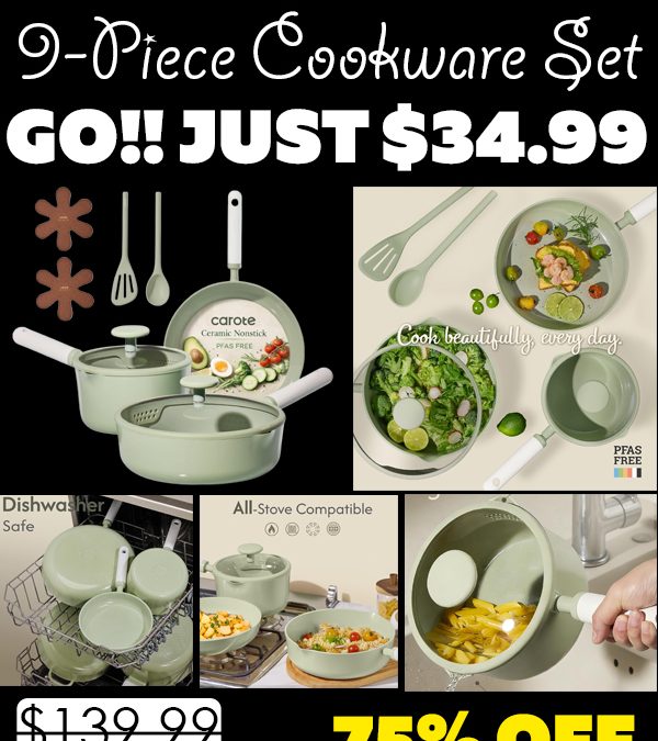 9-Piece Cookware Set Only $34.99 (Regularly $139.99)