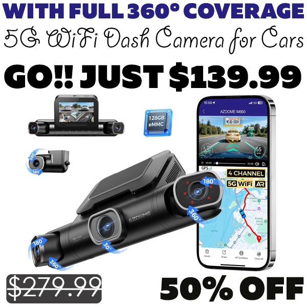 5G WiFi Dash Camera for Cars Only $139.99 (Regularly $279.99)