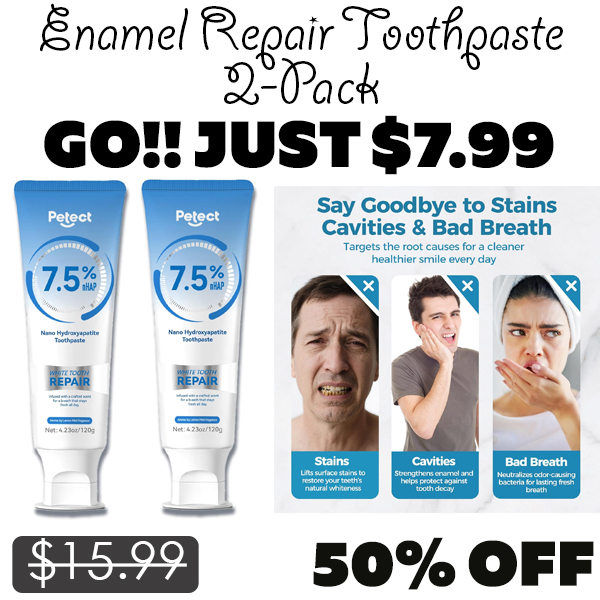 Enamel Repair Toothpaste 2-Pack Only $7.99 (Regularly $15.99)