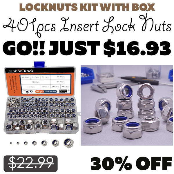 401pcs Insert Lock Nuts Only $16.93 (Regularly $22.99)