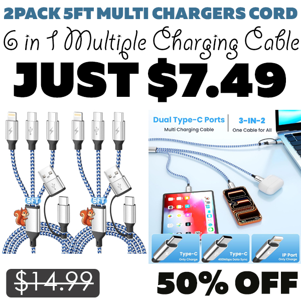 6 in 1 Multiple Charging Cable Only $7.49 (Regularly $14.99)
