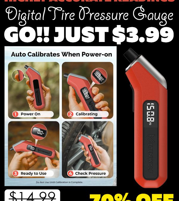 Digital Tire Pressure Gauge Only $3.99 (Regularly $14.99)