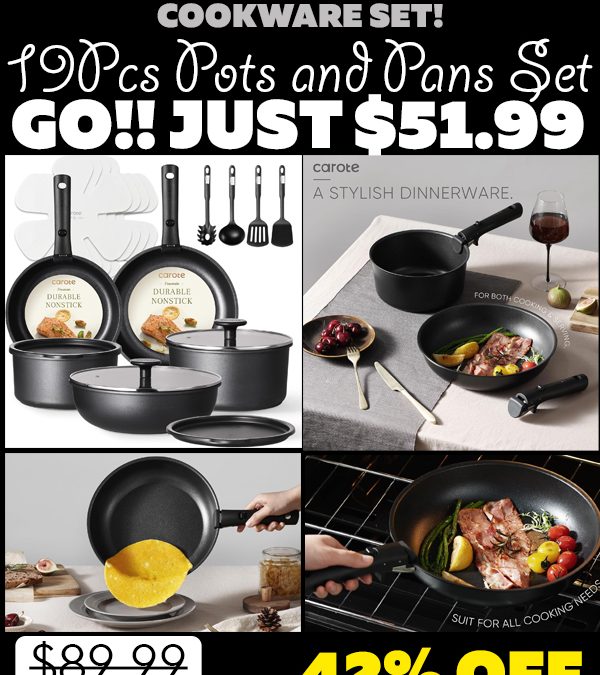 19Pcs Pots and Pans Set Only $51.99 (Regularly $89.99)