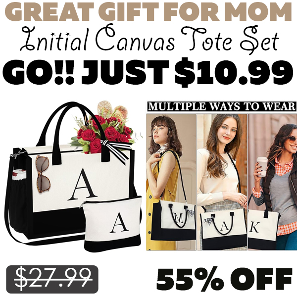Initial Canvas Tote Set Only $10.99 (Regularly $27.99)
