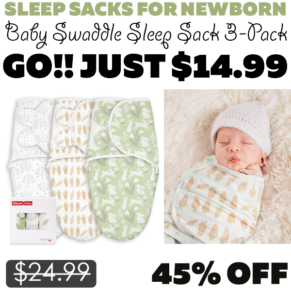 Baby Swaddle Sleep Sack 3-Pack Only $14.99 (Regularly $24.99)