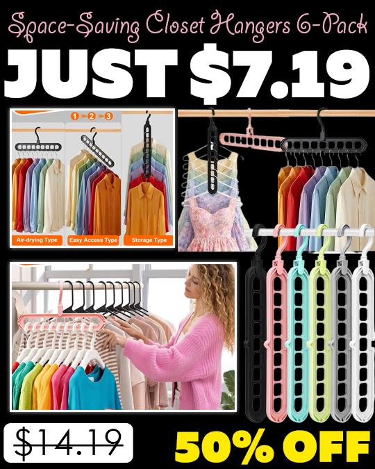 Space-Saving Closet Hangers 6-Pack Only $7.19 (Regularly $14.19)