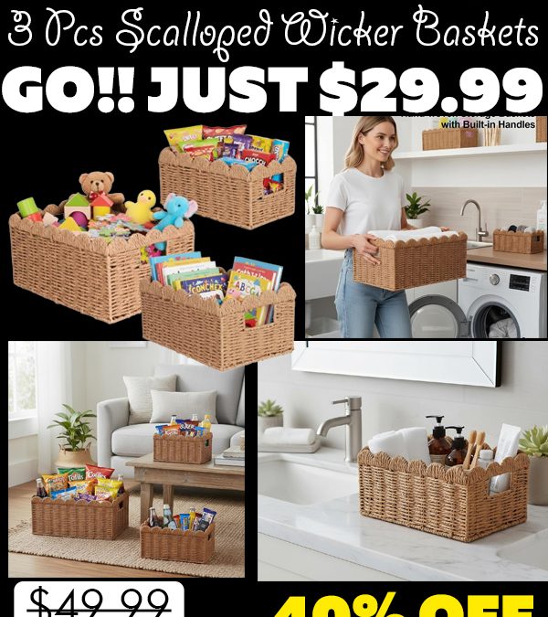 3 Pcs Scalloped Wicker Baskets Only $29.99 (Regularly $49.99)