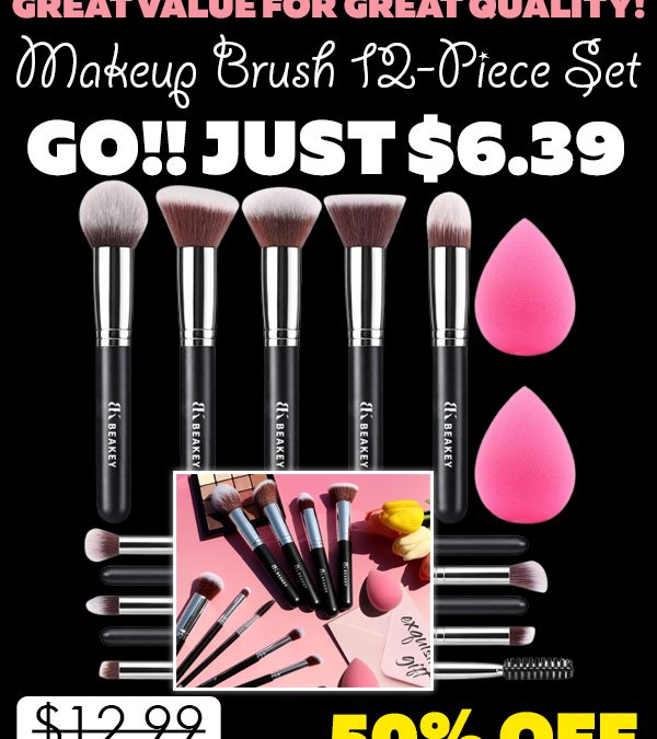 Makeup Brush 12-Piece Set Only $6.39 (Regularly $12.99)