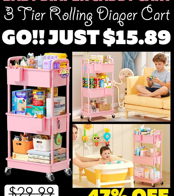 3 Tier Rolling Diaper Cart Only $15.89 (Regularly $29.99)
